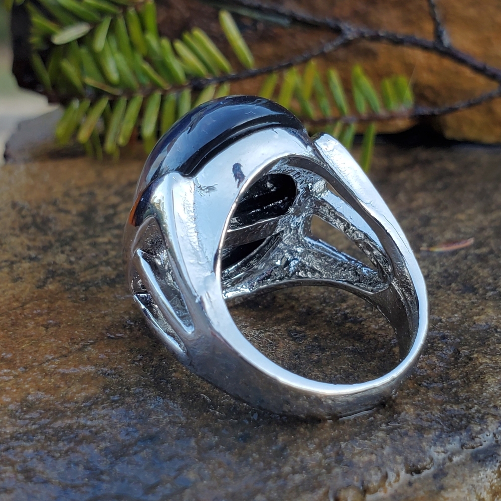Silver natural crushed abalone ring size 7.5 - Picture 7 of 9